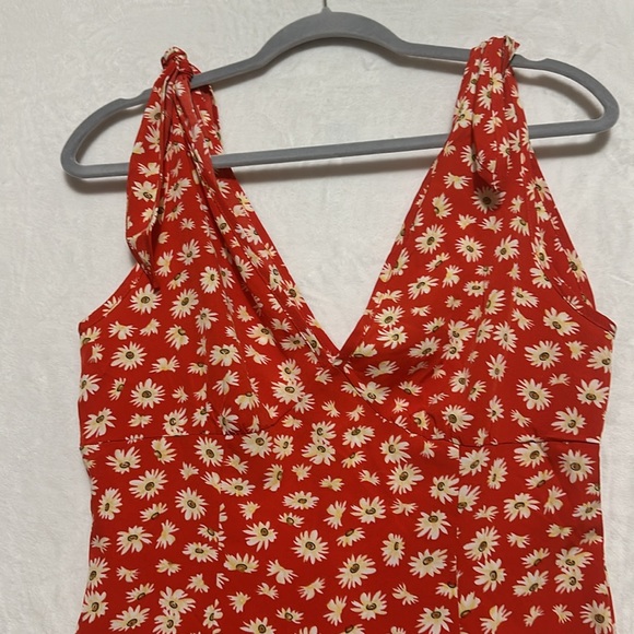 SHEIN Women’s Orange Floral Mini Dress Size Medium - Picture 2 of 8